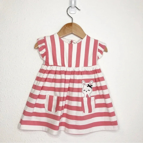 NWT Mayoral dress short sleeve pink and white stripes size 6-9 months - Picture 9 of 9